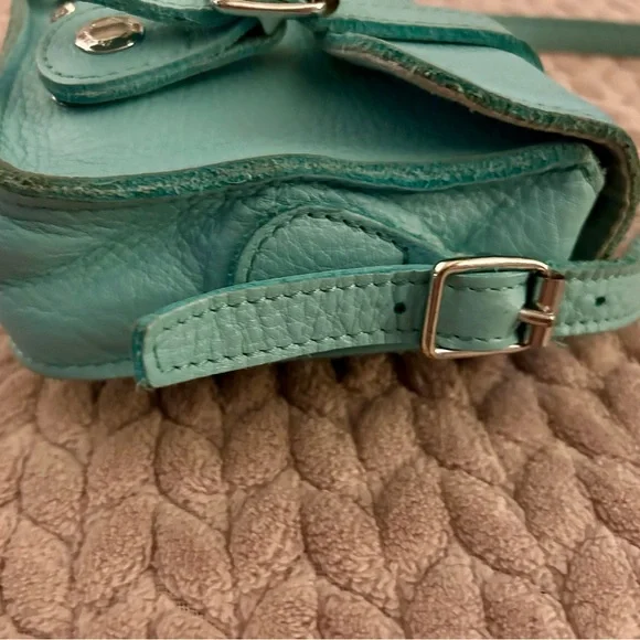 Dr. Martens Teal Green Genuine Leather Crossbody Saddle BAG Satchel - Picture 7 of 14